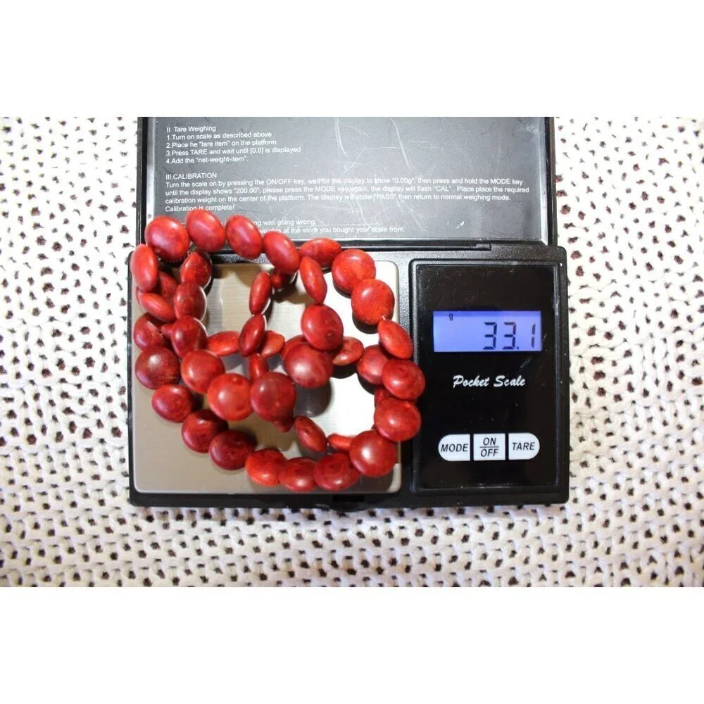 Vintage Red Sponge Coral Necklace Natural Stones Beads 33.1 grams toggle clasp